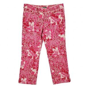 Lilly Pulitzer Palm Beach Fit Crop Pants Pink Floral Flowers Preppy Size 4 Capri